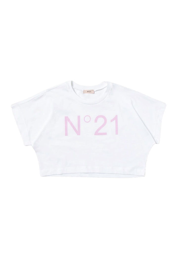 T-shirt cropped bianca per bambina - Primamoda kids