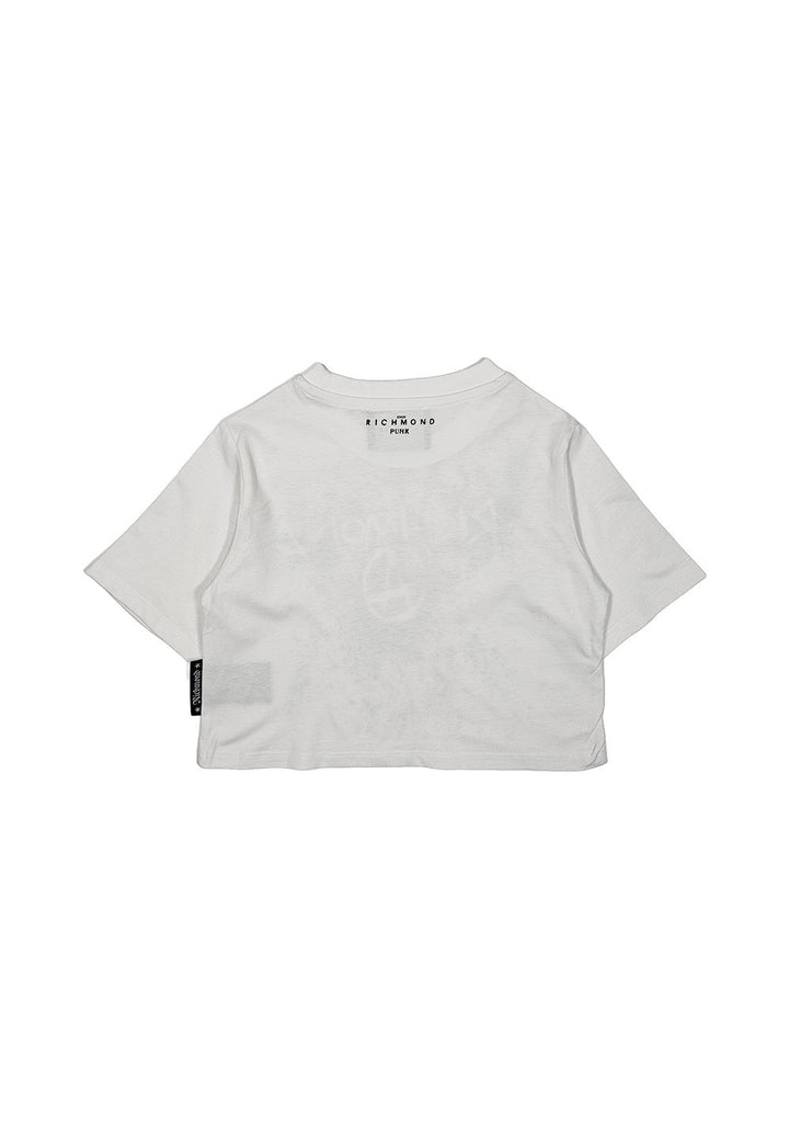 T-shirt cropped bianca per bambina - Primamoda kids