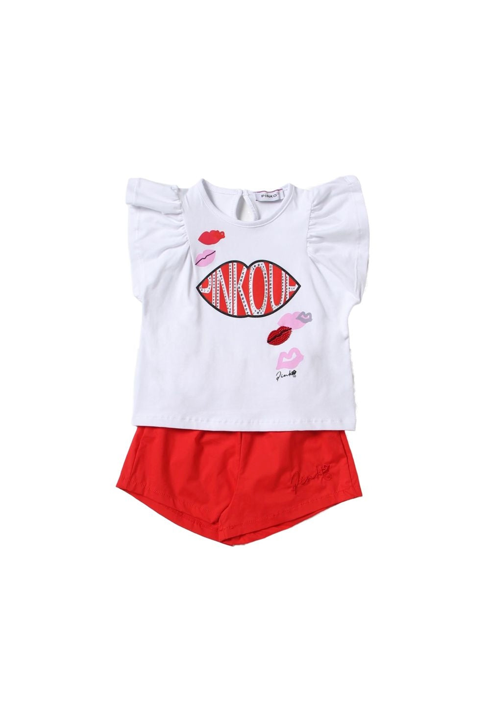 Completo bianco-rosso per bambina - Primamoda kids