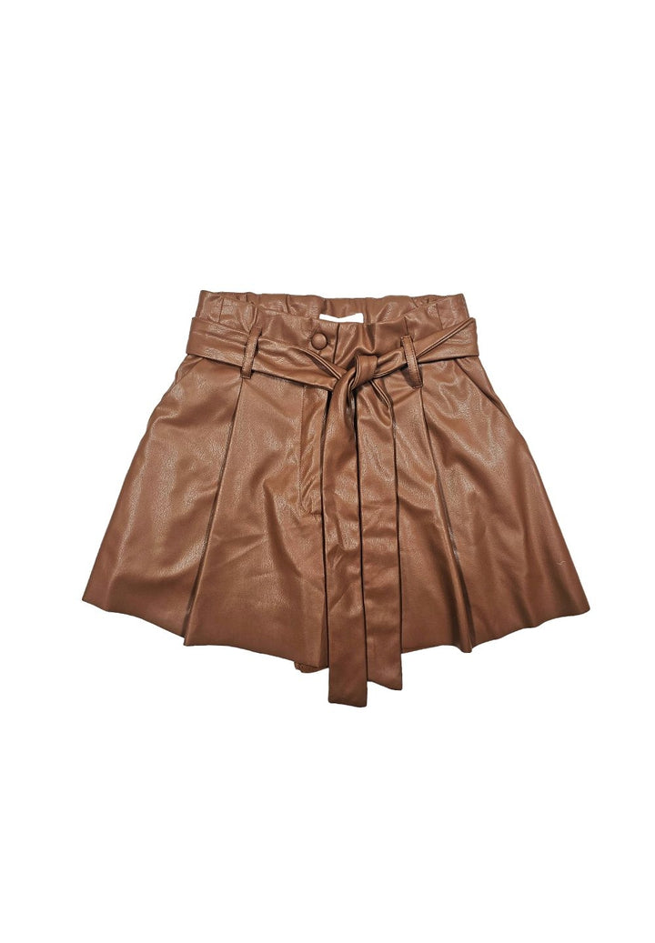 Short ecopelle marrone per bambina - Primamoda kids