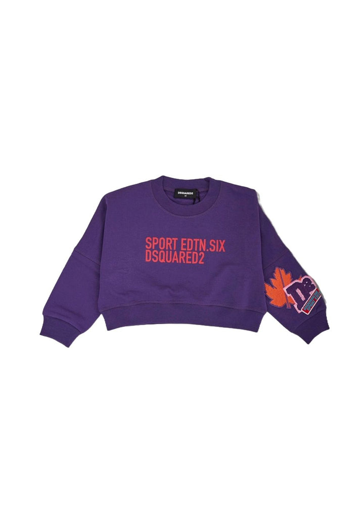 Felpa girocollo cropped viola per bambina - Primamoda kids