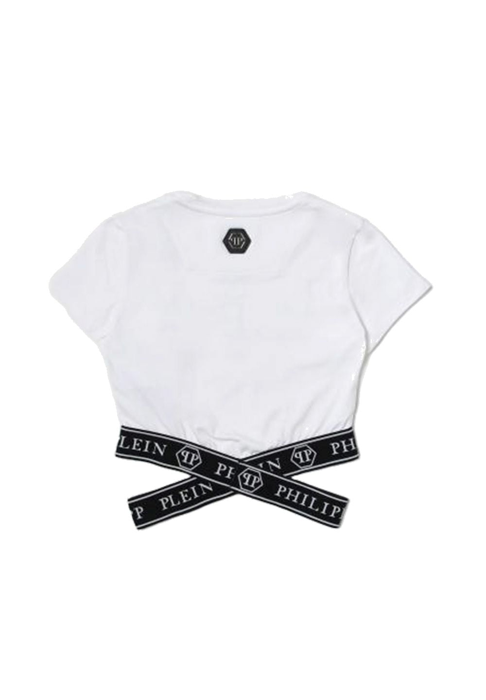 T-shirt cropped bianca per bambina - Primamoda kids