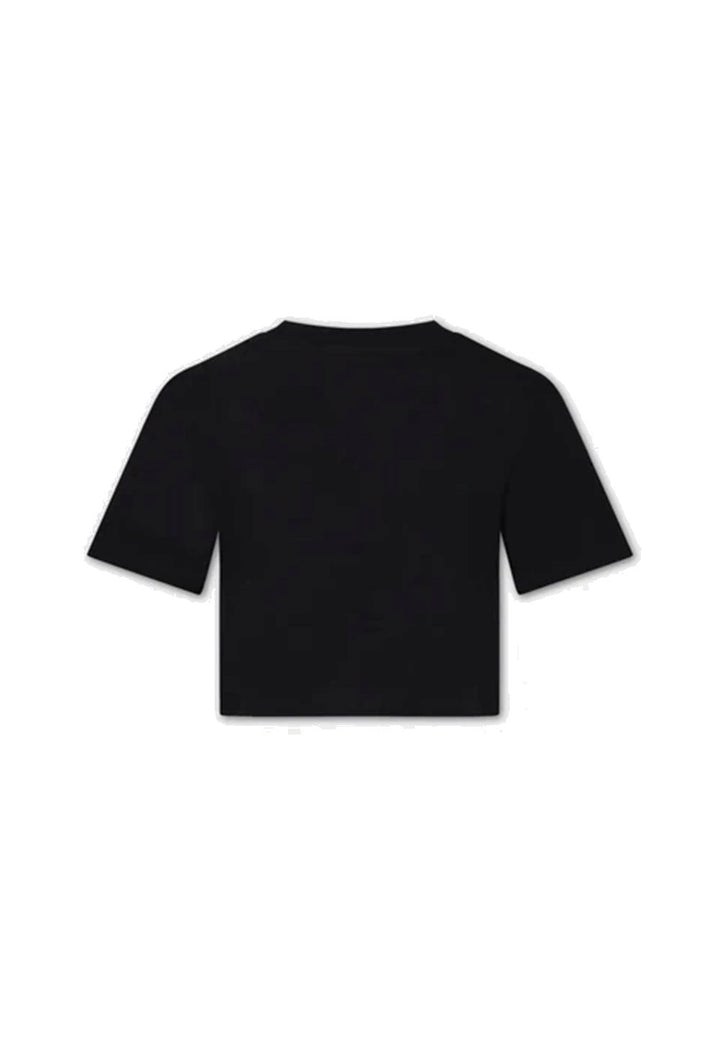 T-shirt cropped nera per bambina