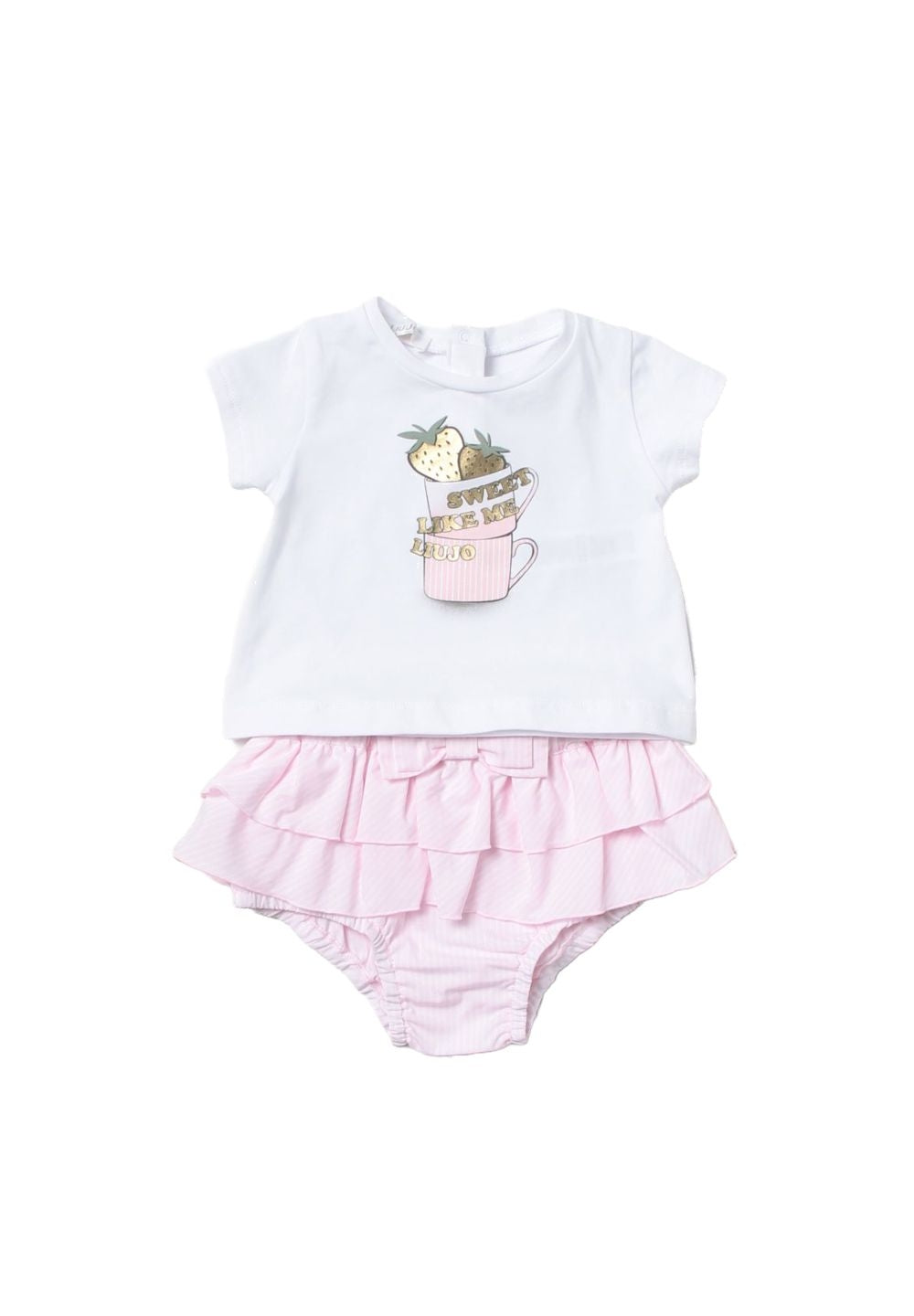 Completo bianco-rosa per neonata - Primamoda kids