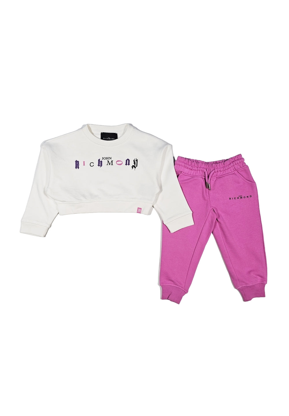 Completo felpa bianco-rosa per bambina - Primamoda kids