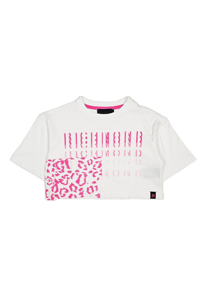 T-shirt cropped bianca per bambina - Primamoda kids