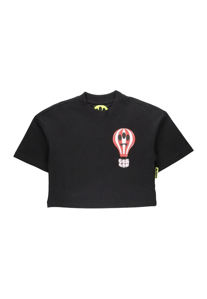 T-shirt cropped nera per bambina - Primamoda kids
