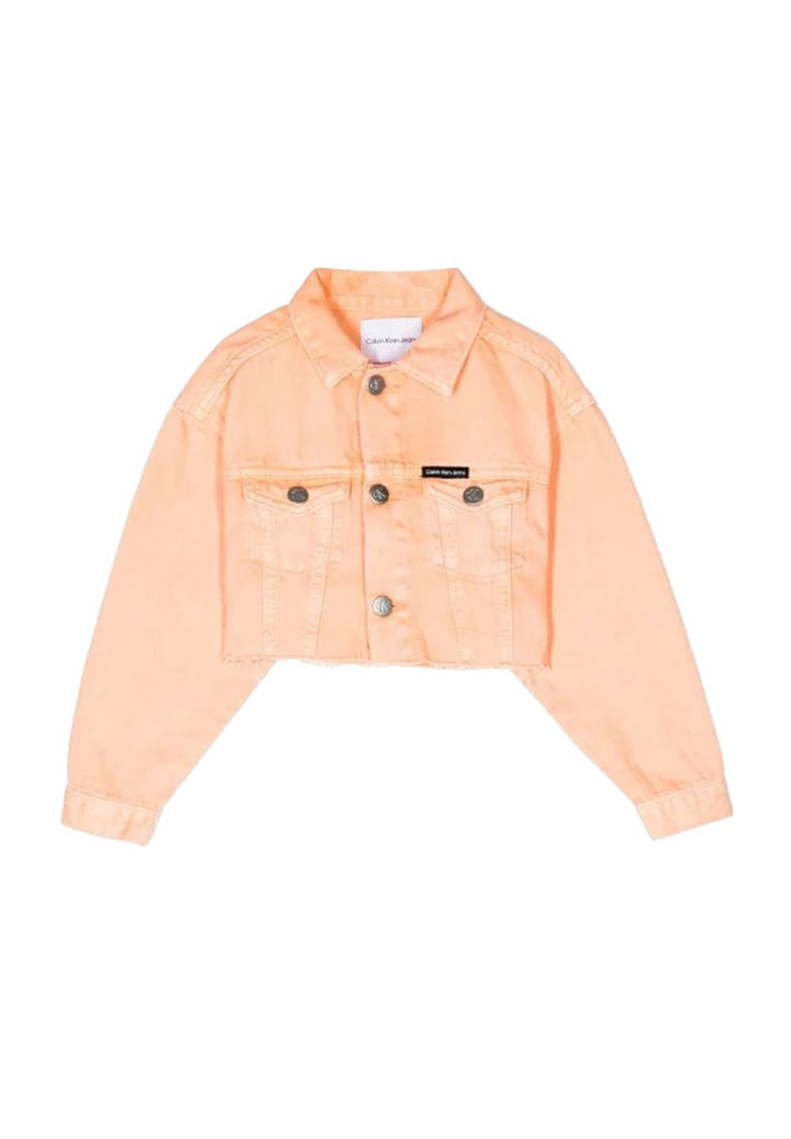 Giubbino cropped denim arancio per bambina - Primamoda kids