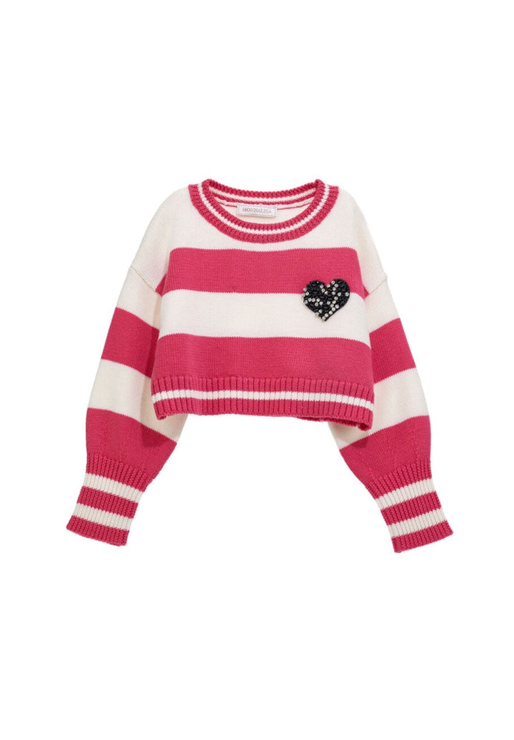 Maglione fuxia-panna per bambina - Primamoda kids