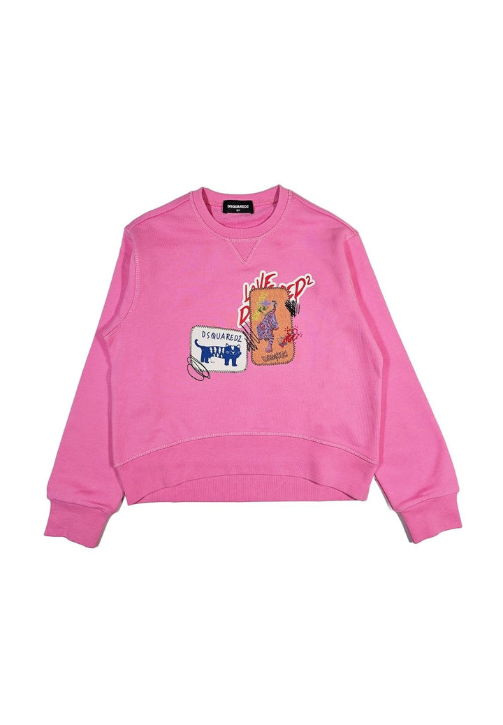 Felpa girocollo rosa per bambina - Primamoda kids