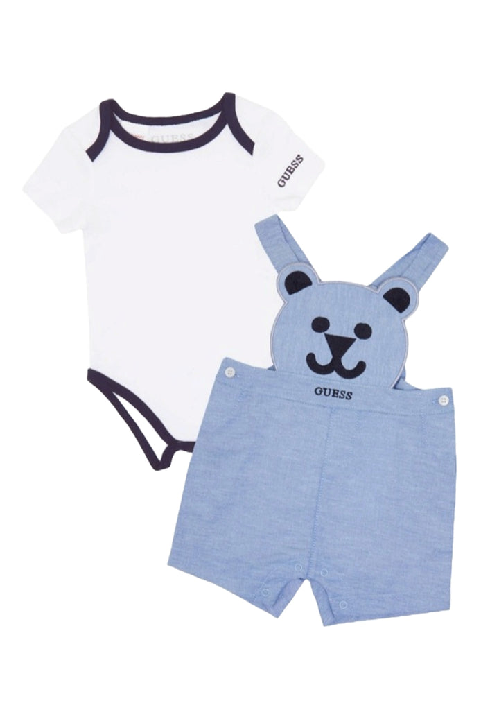 Completo salopette blu bianco per neonato - Primamoda kids