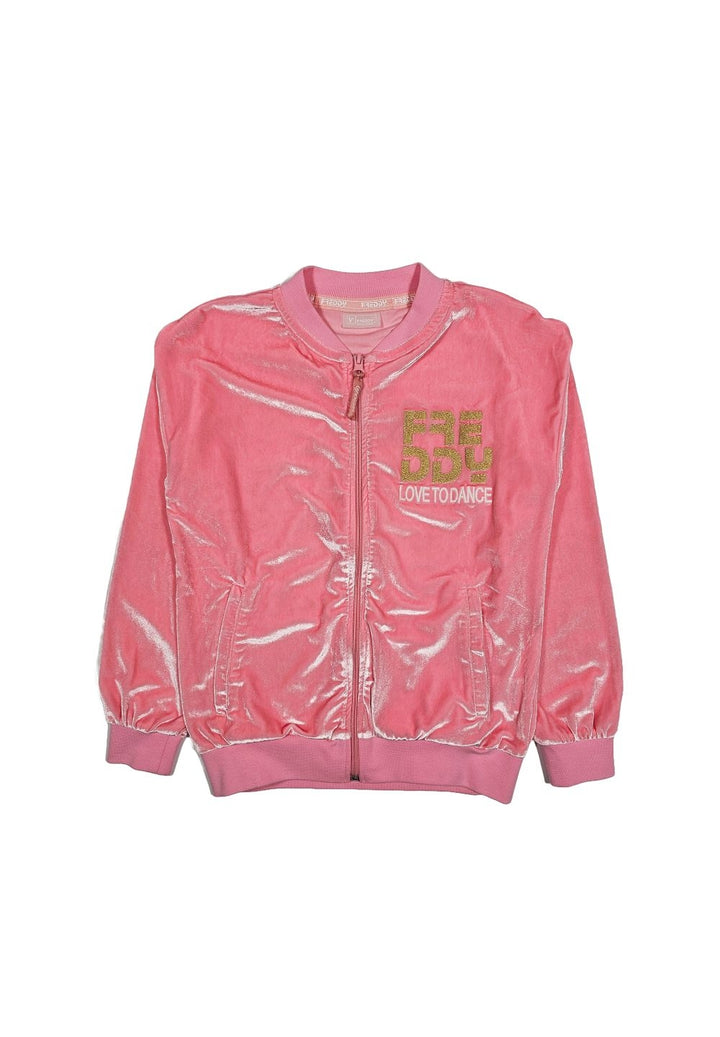 Felpa zip ciniglia rosa per bambina - Primamoda kids