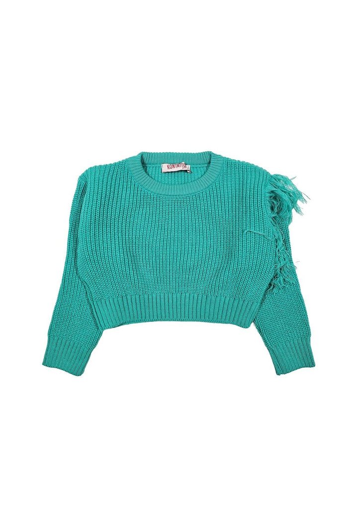 Maglione cropped verde per bambina - Primamoda kids