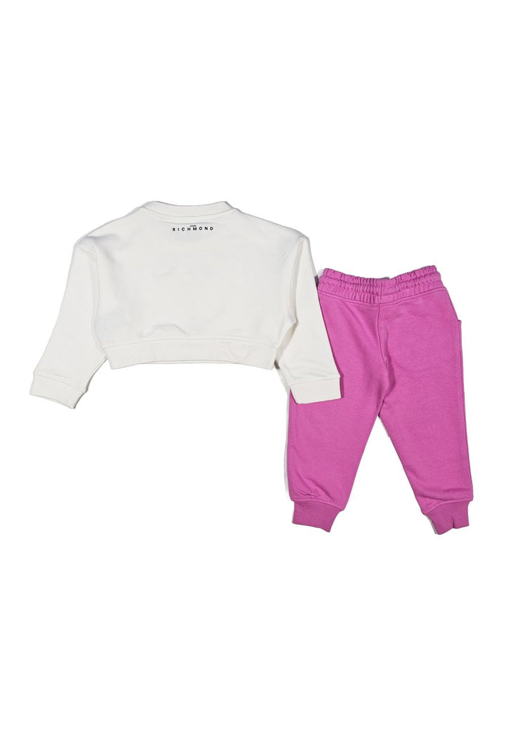 Completo felpa bianco-rosa per bambina - Primamoda kids