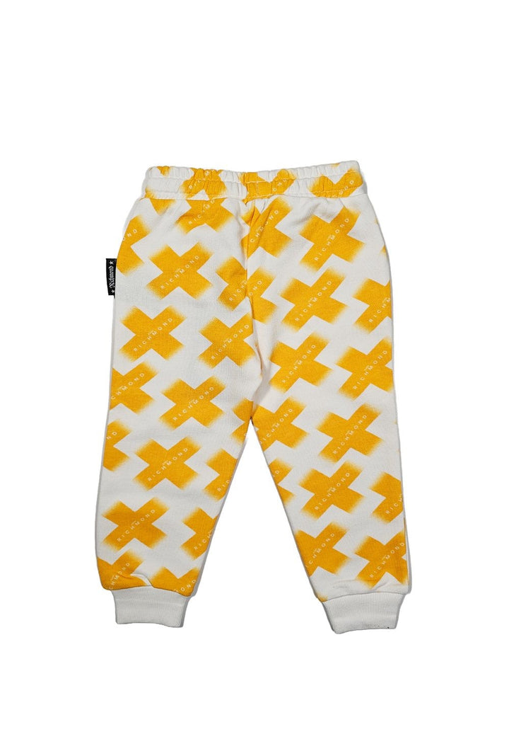 Pantalone felpa bianco-giallo per bambino