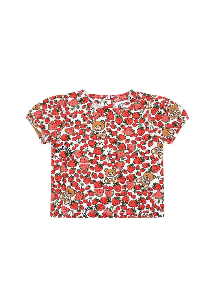 White-red t-shirt for baby girls